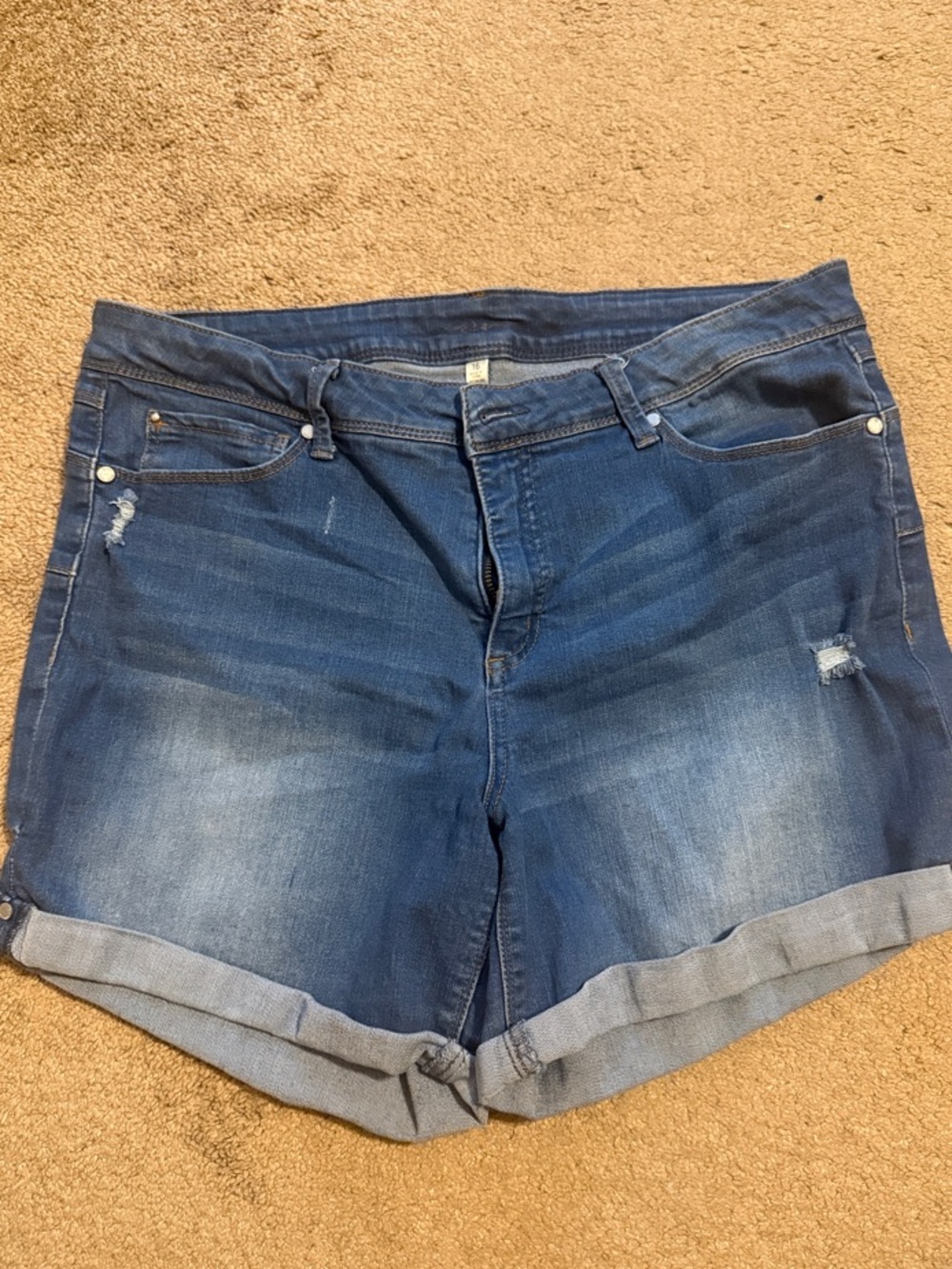 Seven7 Dark Wash Rolled Hem Denim Shorts